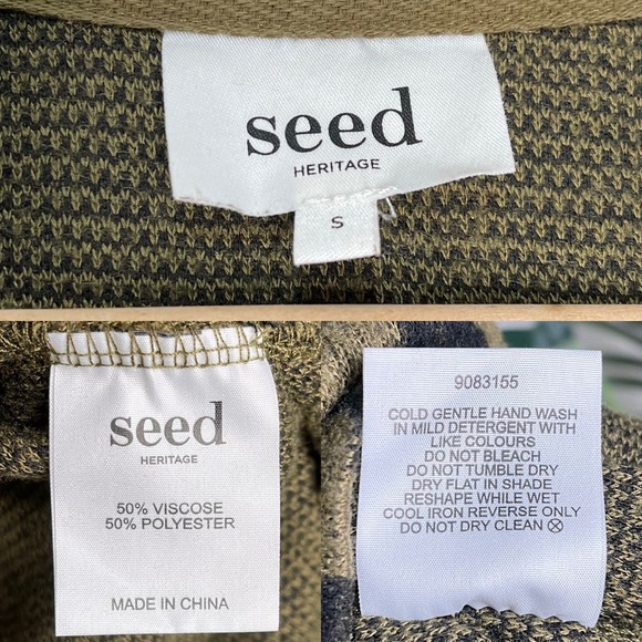 SOLD Seed Heritage Olive Green Ocelot Knit Top S - Picture 10 of 10